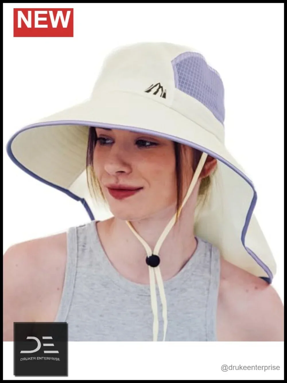 UPF 50+ Wide Brim Sun Hat with Ponytail Hole Water Resistant Foldable